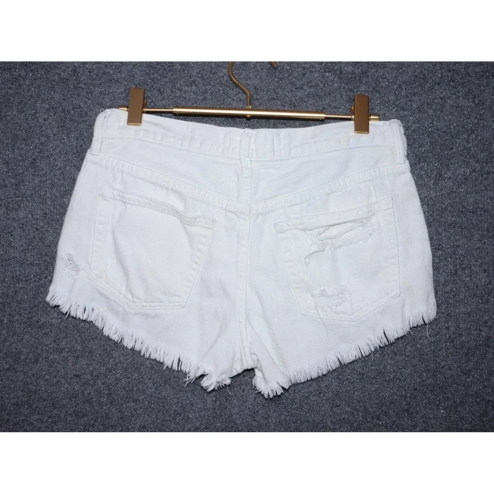 We The Free Loving Good‎ Vibrations Cutoffs Denim Shorts Women 25 White EUC